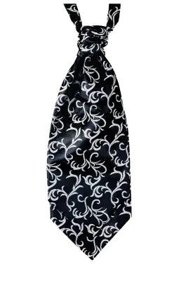 Black/Silver Edwardian Swirl Jacquard Cravat