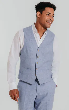 Light Blue Linen Vest