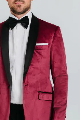 Burgundy Slim Fit Velvet Jacket