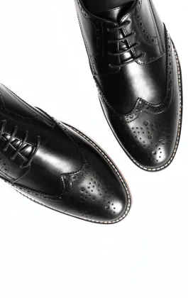 Dobell Black Derby Brogue Shoes