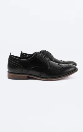 Dobell Black Derby Brogue Shoes