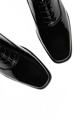 Dobell Black Classic Patent Dress Shoes