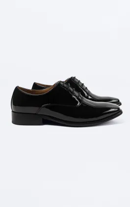 Dobell Black Classic Patent Dress Shoes