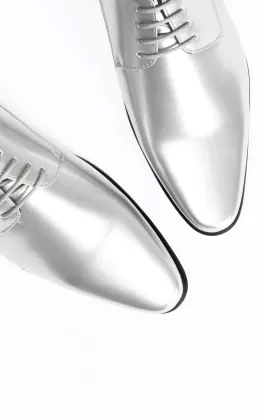 Silver Patent Contemporary Dress Shoes