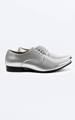 Silver Patent Contemporary Dress Shoes