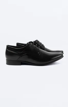 Dobell Black Plain Derby Shoes
