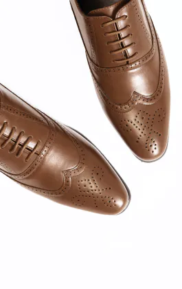 Dobell Tan Oxford Brogue Shoes