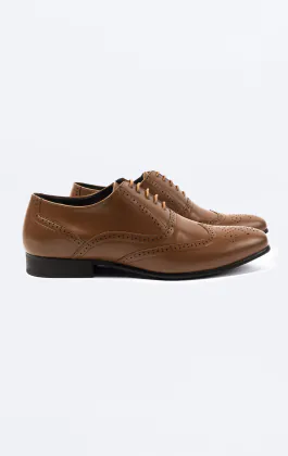Dobell Tan Oxford Brogue Shoes