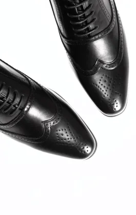 Dobell Black Oxford Brogue Shoes