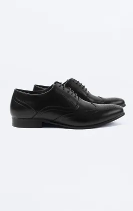 Dobell Black Oxford Brogue Shoes