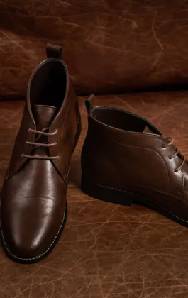 Dobell Dark Brown Lace Chukka Boots
