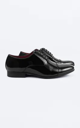 Black Patent Plain Oxford Toecap Shoes