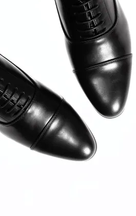 Dobell Black Plain Oxford Toecap Shoes