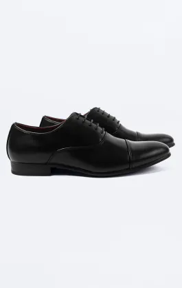 Dobell Black Plain Oxford Toecap Shoes