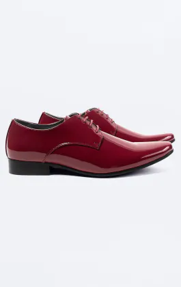 Dobell Burgundy Patent Contemporary Dress Shoes