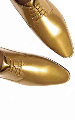 Gold Patent Contemporary Dress Shoes