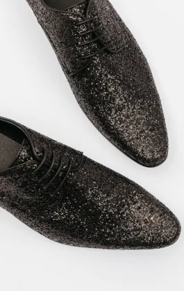 Dobell Black Glitter Shoes