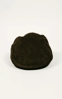 Olive Green Classic Corduroy Flat Cap