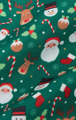 Santa & Friends Green Christmas Handkerchief