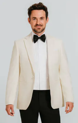 White Notch Lapel Tuxedo Jacket