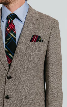 Brown Herringbone Tweed Suit Jacket