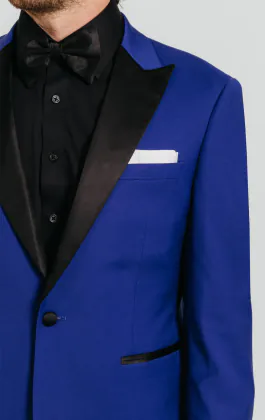 Bright Blue Dinner Jacket with Peak Lapel