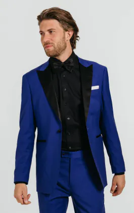 Bright Blue Dinner Jacket with Peak Lapel