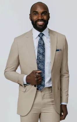 Stone Sharkskin Slim Fit Suit Jacket
