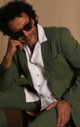 Green Linen Twill Suit Jacket