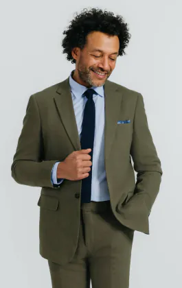 Green Linen Twill Suit Jacket