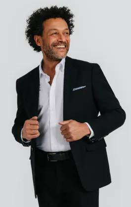 Black Linen Twill Suit Jacket