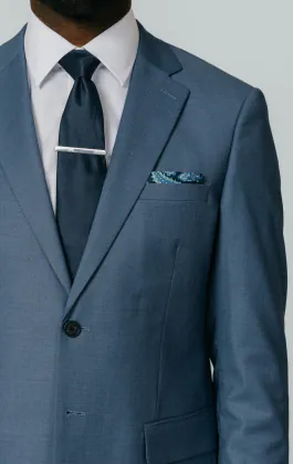 Blue Sharkskin Suit Jacket