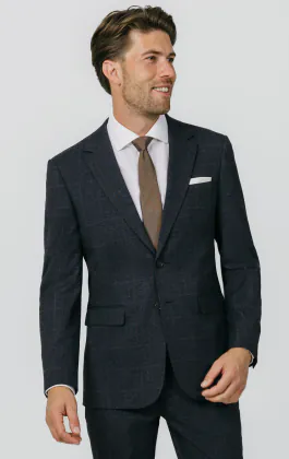 Navy with Rust Check Suit Jacket