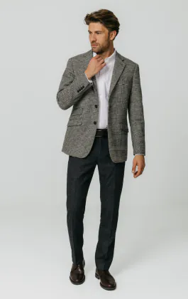 Black and Cream Prince of Wales Check Tweed Jacket