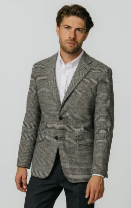 Black and Cream Prince of Wales Check Tweed Jacket | Dobell