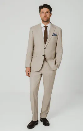 Stone Sharkskin Suit Jacket