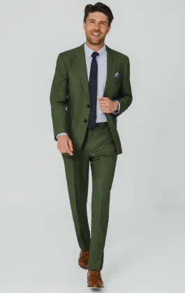 Pine Green Textured Weave Suit Jacket