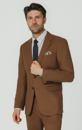 Mid Brown Twill Suit Jacket