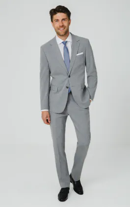 Light Grey & Blue Check Suit Jacket