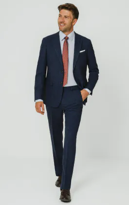 Blue Herringbone Tweed Suit Jacket