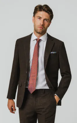 Dark Brown Donegal Tweed Suit Jacket
