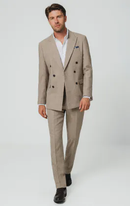 Camel Twill Tweed Suit Jacket