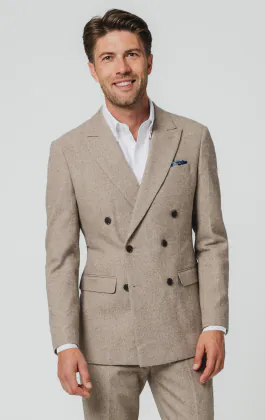 Camel Twill Tweed Suit Jacket