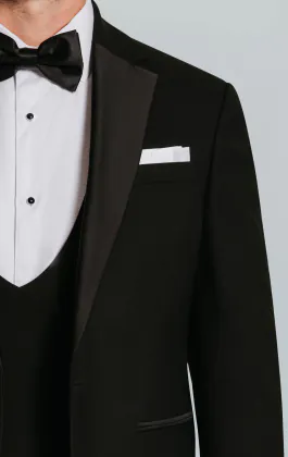 Black Slim-Fit Dinner Jacket with Notch Lapel