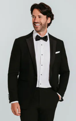 Black Slim-Fit Dinner Jacket with Notch Lapel