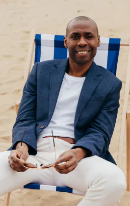 Navy Linen Suit Jacket