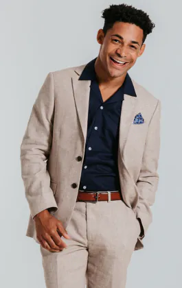 Sand Linen Slim Fit Suit Jacket