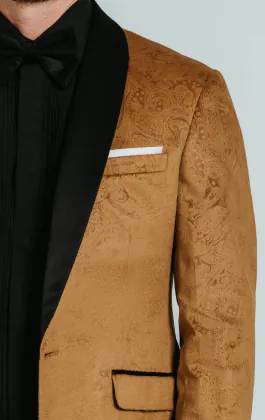 Gold Paisley Velvet Tuxedo Jacket