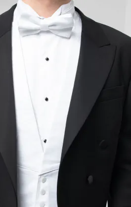 2 Piece Wool White Tie, Tuxedo Shirt, Vest & Bow Tie