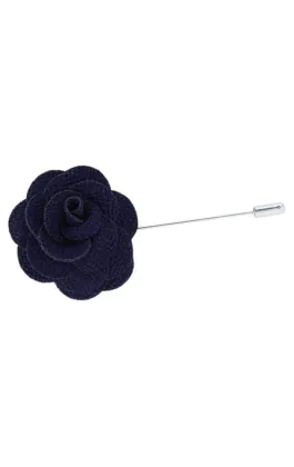 Navy Blue Flower Lapel Pin